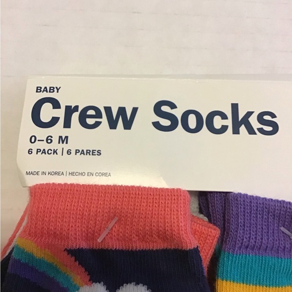 OLD NAVY NWT 0-6 MO PK OF 6 CREW SOCKS GIRLS - Picture 4 of 4